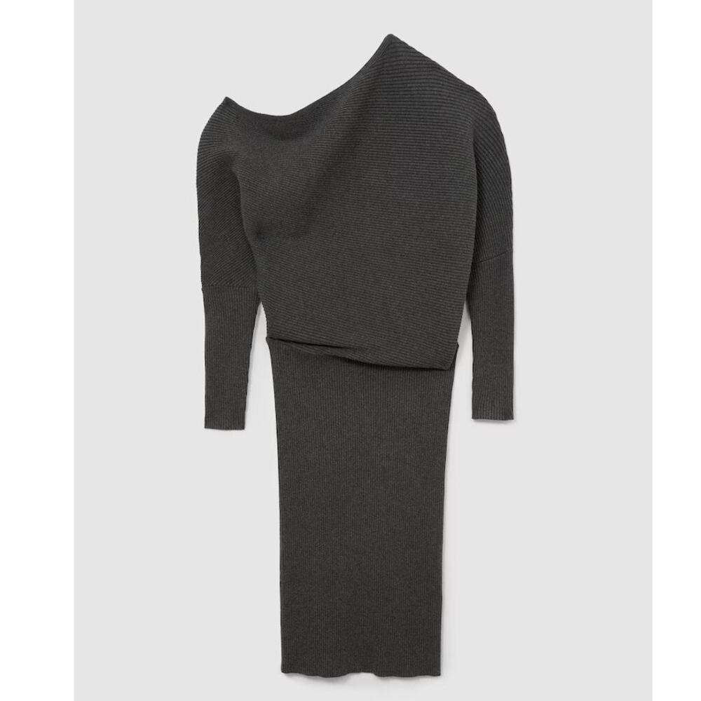 Reiss Lara Off Shoulder Ribbed Midi Dress - Picture 2 of 11